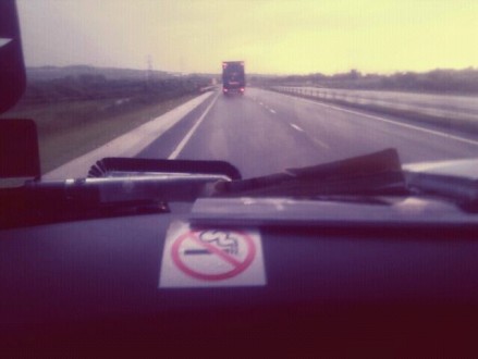 View of a motorway from a van.